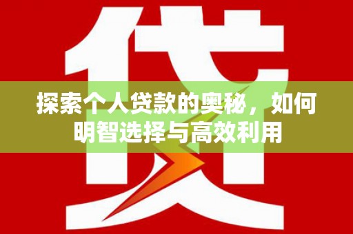 贺兰探索个人贷款的奥秘，如何明智选择与高效利用