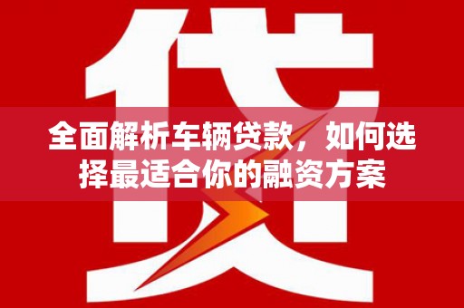 贺兰全面解析车辆贷款，如何选择最适合你的融资方案